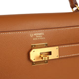 Hermes Special Order (HSS) Kelly Sellier 40 Gold Verso Epsom Brushed Gold Hardware - Thumbnail View 7