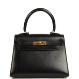 Vintage Hermes Kelly Sellier 20 Black Box Gold Hardware - Thumbnail View 1