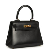 Vintage Hermes Kelly Sellier 20 Black Box Gold Hardware - Thumbnail View 2