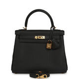 Hermes Kelly Retourne 25 Black Togo Gold Hardware - Thumbnail View 1