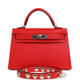 Hermes "Clou De Coeur" Kelly Sellier 20 Rouge De Couer Chevre Chamkila Palladium Hardware - Thumbnail View 1