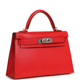 Hermes "Clou De Coeur" Kelly Sellier 20 Rouge De Couer Chevre Chamkila Palladium Hardware - Thumbnail View 2