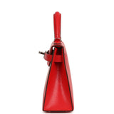 Hermes "Clou De Coeur" Kelly Sellier 20 Rouge De Couer Chevre Chamkila Palladium Hardware - Thumbnail View 4