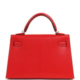 Hermes "Clou De Coeur" Kelly Sellier 20 Rouge De Couer Chevre Chamkila Palladium Hardware - Thumbnail View 3
