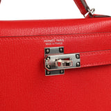 Hermes "Clou De Coeur" Kelly Sellier 20 Rouge De Couer Chevre Chamkila Palladium Hardware - Thumbnail View 7