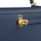 Hermes Kelly Sellier 25 Bleu Navy Epsom Gold Hardware - Thumbnail View 7