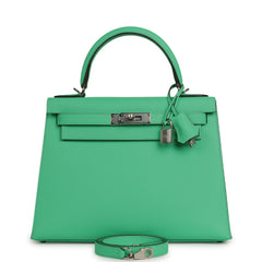 Hermes Kelly Sellier 28 Vert Comics Epsom Palladium Hardware