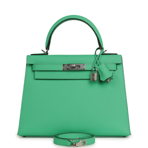 Hermes Kelly Sellier 28 Vert Comics Epsom Palladium Hardware