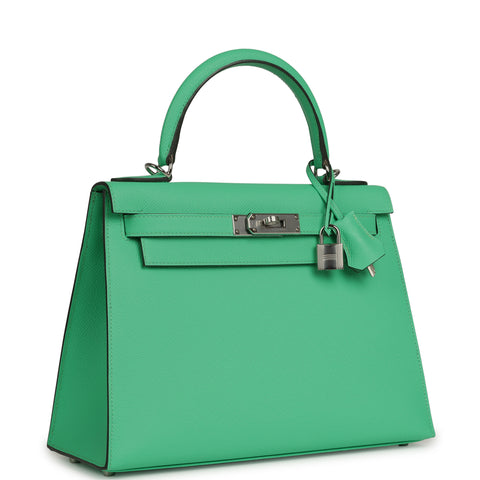Hermes Kelly Sellier 28 Vert Comics Epsom Palladium Hardware