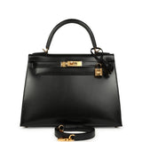 Hermes Kelly Sellier 28 Black Box Gold Hardware - Thumbnail View 1