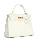 Pre-owned Hermes Special Order (HSS) Kelly Sellier 28 White Epsom Brushed Gold Hardware - Thumbnail View 2