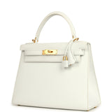 Pre-owned Hermes Special Order (HSS) Kelly Sellier 28 White Epsom Brushed Gold Hardware - Thumbnail View 5
