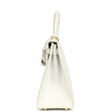 Pre-owned Hermes Special Order (HSS) Kelly Sellier 28 White Epsom Brushed Gold Hardware - Thumbnail View 3
