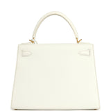 Pre-owned Hermes Special Order (HSS) Kelly Sellier 28 White Epsom Brushed Gold Hardware - Thumbnail View 4