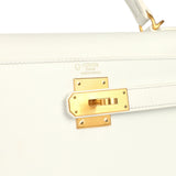 Pre-owned Hermes Special Order (HSS) Kelly Sellier 28 White Epsom Brushed Gold Hardware - Thumbnail View 7