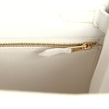 Pre-owned Hermes Special Order (HSS) Kelly Sellier 28 White Epsom Brushed Gold Hardware - Thumbnail View 9