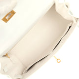 Pre-owned Hermes Special Order (HSS) Kelly Sellier 28 White Epsom Brushed Gold Hardware - Thumbnail View 8