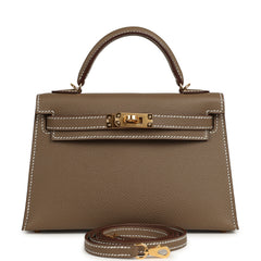 Hermes Kelly Sellier 20 Etoupe Epsom Gold Hardware
