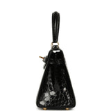 Vintage Hermes Kelly Sellier 20 Black Shiny Alligator Mississippiensis Gold Hardware - Thumbnail View 4