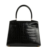 Vintage Hermes Kelly Sellier 20 Black Shiny Alligator Mississippiensis Gold Hardware - Thumbnail View 3