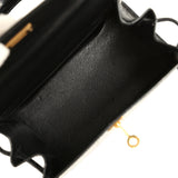 Vintage Hermes Kelly Sellier 20 Black Shiny Alligator Mississippiensis Gold Hardware - Thumbnail View 8