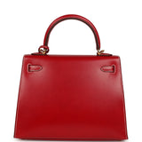 Hermes Kelly Sellier 25 Rouge Piment Box Gold Hardware - Thumbnail View 4