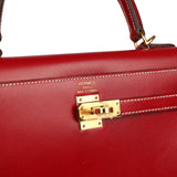 Hermes Kelly Sellier 25 Rouge Piment Box Gold Hardware - Thumbnail View 7