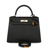 Pre-owned Hermes Kelly Sellier 28 Black Epsom Gold Hardware - Thumbnail View 1