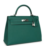 Pre-owned Hermes Kelly Sellier 32 Malachite Epsom Palladium Hardware - Thumbnail View 2