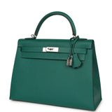 Pre-owned Hermes Kelly Sellier 32 Malachite Epsom Palladium Hardware - Thumbnail View 5