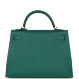 Pre-owned Hermes Kelly Sellier 32 Malachite Epsom Palladium Hardware - Thumbnail View 4