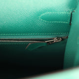 Pre-owned Hermes Kelly Sellier 32 Malachite Epsom Palladium Hardware - Thumbnail View 9