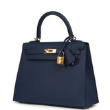 Pre-owned Hermes Kelly Sellier 25 Bleu Navy Epsom Gold Hardware - Thumbnail View 5