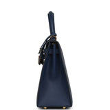 Pre-owned Hermes Kelly Sellier 25 Bleu Navy Epsom Gold Hardware - Thumbnail View 3
