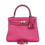 Pre-owned Hermes Kelly Retourne 25 Rose Poupre Swift Palladium Hardware - Thumbnail View 1