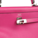 Pre-owned Hermes Kelly Retourne 25 Rose Poupre Swift Palladium Hardware - Thumbnail View 7