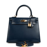 Pre-owned Hermes Kelly Sellier 25 Bleu De Prusse Box Gold Hardware - Thumbnail View 1