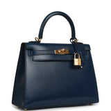 Pre-owned Hermes Kelly Sellier 25 Bleu De Prusse Box Gold Hardware - Thumbnail View 2
