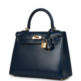 Pre-owned Hermes Kelly Sellier 25 Bleu De Prusse Box Gold Hardware - Thumbnail View 5