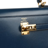 Pre-owned Hermes Kelly Sellier 25 Bleu De Prusse Box Gold Hardware - Thumbnail View 7