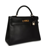Vintage Hermes Kelly Retourne 32 Black Box Gold Hardware - Thumbnail View 2