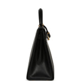 Vintage Hermes Kelly Retourne 32 Black Box Gold Hardware - Thumbnail View 3