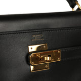 Vintage Hermes Kelly Retourne 32 Black Box Gold Hardware - Thumbnail View 7