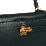 Hermes Kelly Sellier 25 Vert Cypress Chevre Chamkila Gold Hardware - Thumbnail View 7