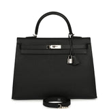 Pre-owned Hermes Kelly Sellier 35 Black Epsom Palladium Hardware - Thumbnail View 1