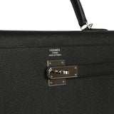 Pre-owned Hermes Kelly Sellier 35 Black Epsom Palladium Hardware - Thumbnail View 7
