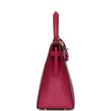 Pre-owned Hermes Kelly Sellier 28 Rose Poupre Ostrich Palladium Hardware - Thumbnail View 3