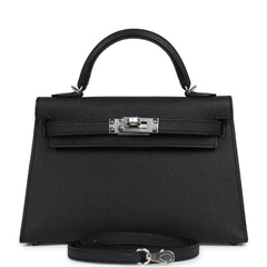 Hermes Kelly Sellier 20 Black Epsom Palladium Hardware