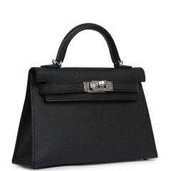 Hermes Kelly Sellier 20 Black Epsom Palladium Hardware