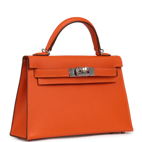 Hermes Kelly Sellier 20 Tangerine Epsom Palladium Hardware